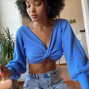 UO Marissa Twist-Front Cropped Sweater